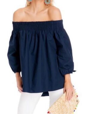 DO+BE Tuckernuck Navy Off the Shoulder Blouse